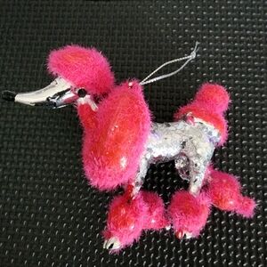 Sparkling Pink and Silver Poodle Ornament